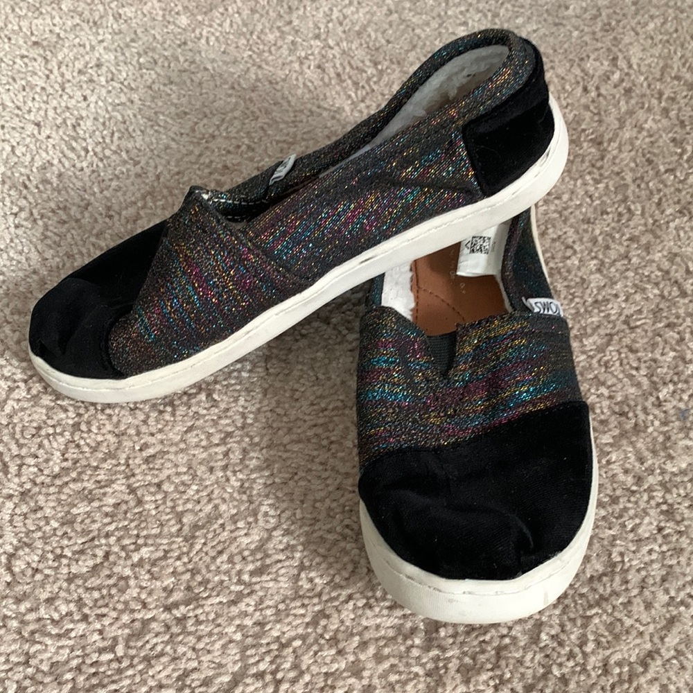 Girls TOMS velvet & glitter alpargatas size 3.5Y